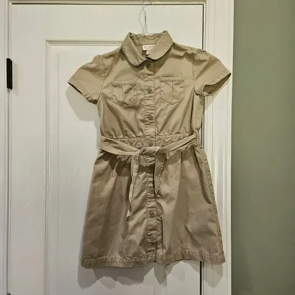 Cat & Jack Girls' Khaki Short Sleeve Uniform Safari Dress Size 8 - Picture 2 of 7